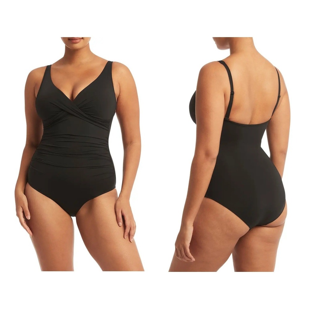 Sea Level Swim Australia Black Cross Front One Piece Swimsuit US 8 NEW